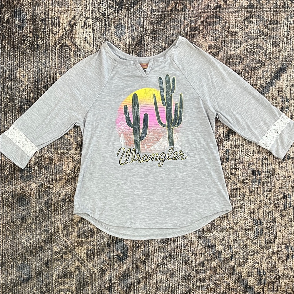 Wrangler Girl’s Gray Cactus Sunset Tee